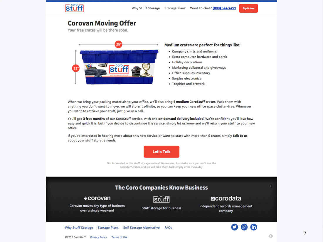 offer landing page